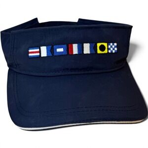 West Marine Navy Blue Nautical Signal Flag Sun Visor Adjustable One Size Hat